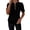 Black, variant on Quilted Shirts for Women Half Zip up V Neck Summer Puff Short Sleeve Banded Bottom Blouses Trendy Textured Knit Fall Pullover Sweater Tops