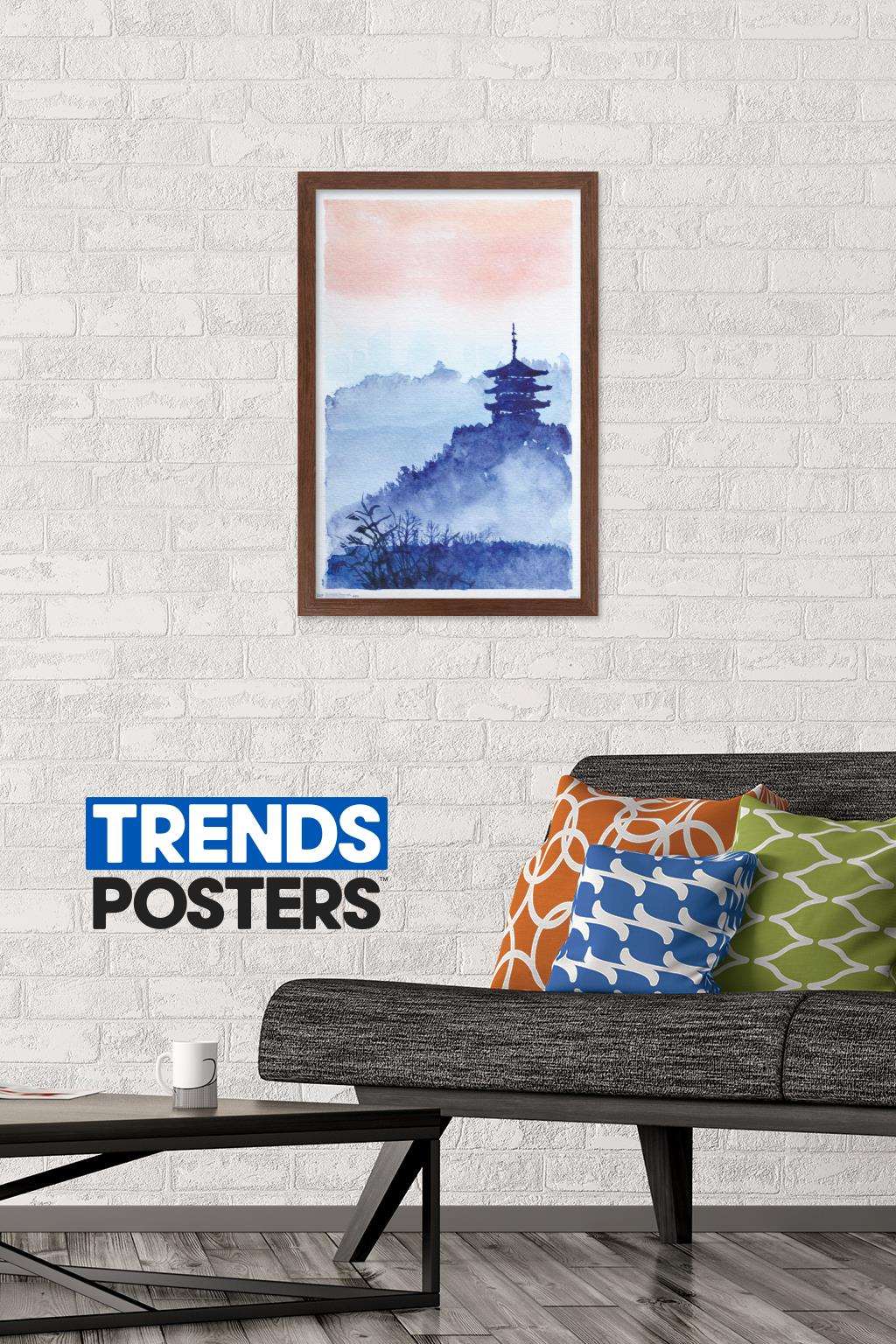 Temple Forest and Dawn Wall Poster, 14.725" x 22.375", Framed