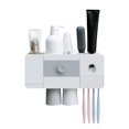 thumbnail image 1 of Toothbrush Rack with Automatic Toothpaste Dispenser Squeezer Wall Mounted Toothbrush Holder Magnetic Cups Organizer Toothbrush Slots Cosmetic Organizer Drawer for Washroom Bathroom, 1 of 8
