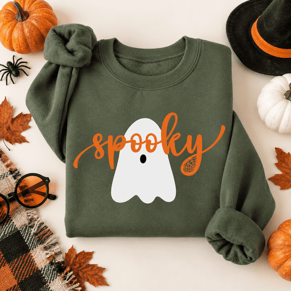 Yoofine Spooky Ghost Halloween Matching Family Graphic Sweatshirt