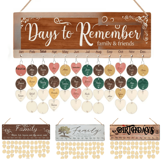 Calendario con lista de amigos, fiesta de cumpleaños, decoración de fiesta, colgante, pastoral, creativo, día de San Valentín, calendario hecho a mano, festival de la cosecha