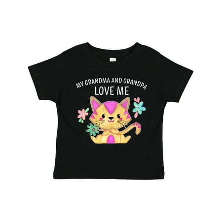 

Inktastic My Grandma and Grandpa Love Me with Cute Kitten and Flowers Gift Toddler Boy or Toddler Girl T-Shirt