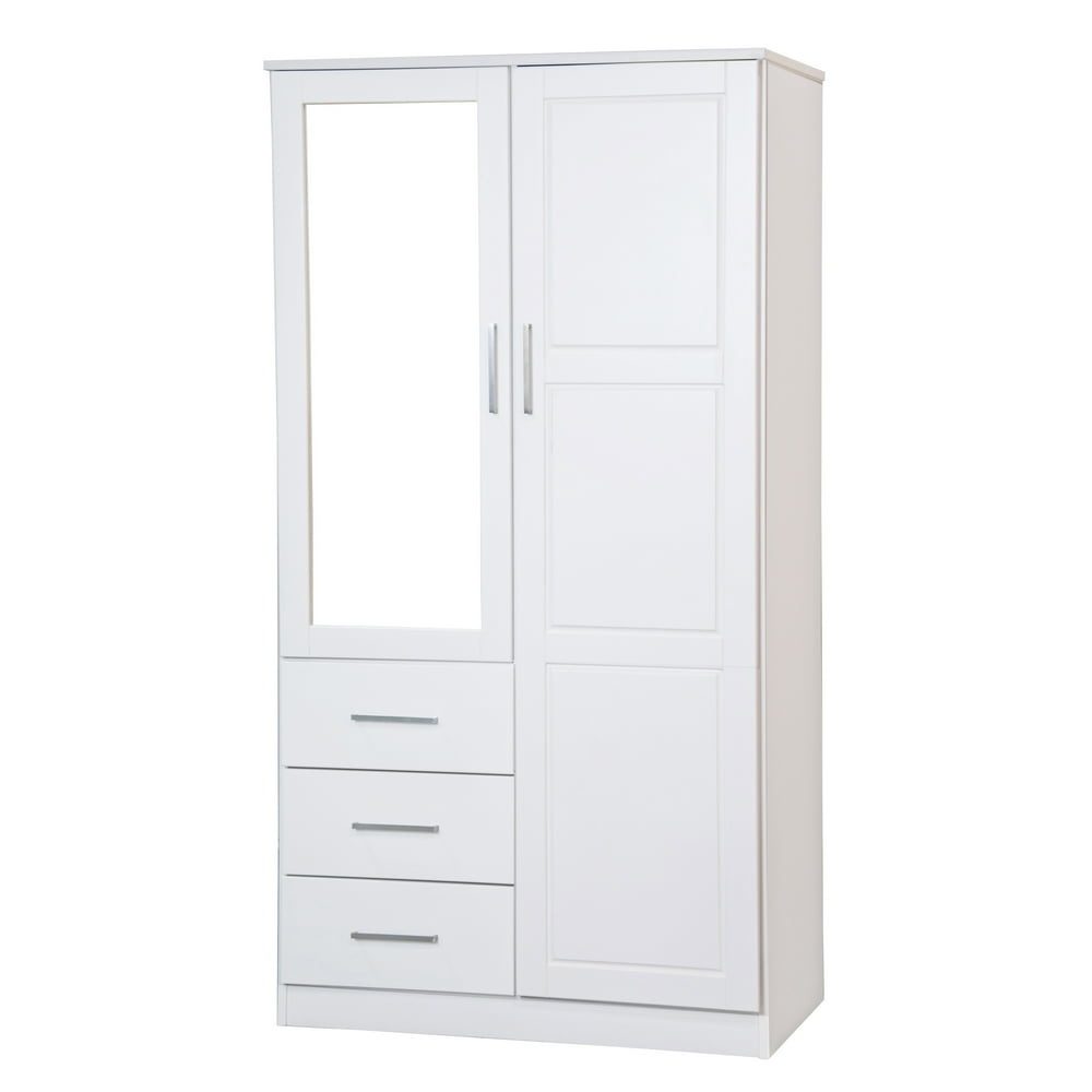 Palace Imports Metro 2 Door Wardrobe/Armoire with Mirror/3 Drawers