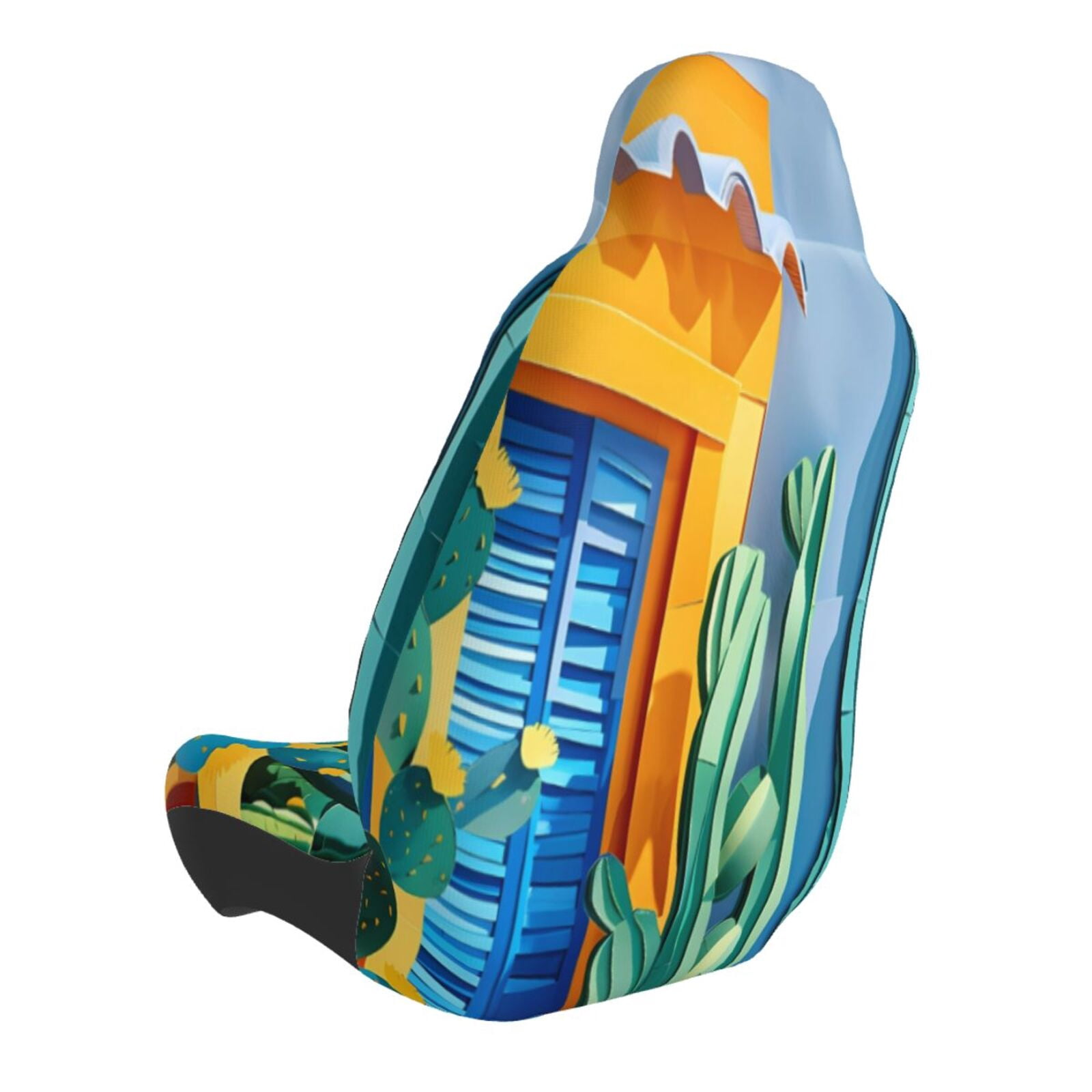 Naloa Bright Paper Cactus Scene Car Seat Covers Universal Front Seat Coves for Car Accessories ,Padded Car Covers for Automotive, SUV, Truck, and Van