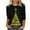 Yellow Christmas Clothes For Women, variant on Cadancy Women's 3/4 Sleeve Tops Dressy Vintage Christmas Winter Tshirts Crew Neck Casual Sequin Xmas Tree Plus Size Blouses Holiday Funny Party Shirts