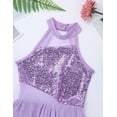 thumbnail image 5 of TSSOE Girls Sequined Mock neck Ballet Dance Dress Gymnastic Leotard Latin Jazz Performance Dancing Costume Lavender 10, 5 of 7