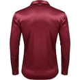 thumbnail image 3 of Mens Silk Shirts Long Sleeve-Luxury Shiny Silk Satin Party Dress Shirt Button Up Casual Muscle Fit for Men(Wine Red,XL), 3 of 5