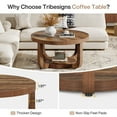 thumbnail image 5 of Tribesigns 2-Tier Round Coffee Table, Circle Coffee Table with Storage, Modern Accent Center Table for Living Room, Thick Tabletop & Base, Rustic Brown, 5 of 7