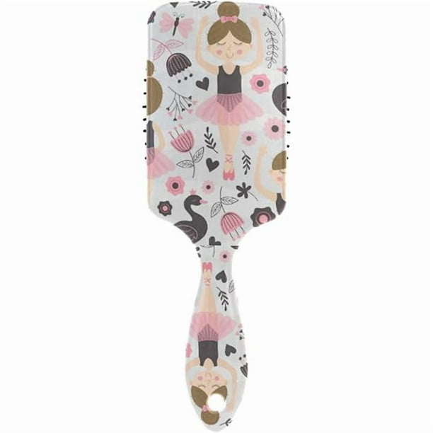 wonima11 Ballerina Girl Hair Brush, Pink Anti-static Massage Hair Comb Air Cushion Hair Brush with Soft Bristles