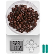 Digital Coffee Scale with Timer, Digital Kitchen Scale Weight Grams and Ounces, White (2 Batteries Included)