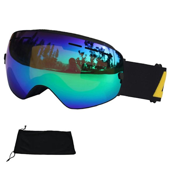 Ski Goggles Double Layer Anti-Fog UV 400 Ski Goggles Men Women Skiing Snowboard Skateboard Snow Goggles Ski Mask Green Without Box