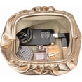 thumbnail image 3 of Dressy Vegan Leather Clutch Purse for Women, Soft Pleated PU Evening Purse for Weddings, Proms, 3 of 5