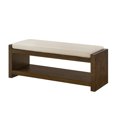 thumbnail image 3 of GZXS 47" Padded Entryway Bench with Lower Shelf – Modern Accent Bench with Storage and Removable Ivory Cushion for Bedroom, Living Room, or Hallway, 3 of 7