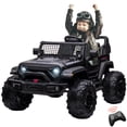 thumbnail image 7 of Shininglove Kids Battery Powered 2 Seats 24V Ride on Car with Remote Control Car Powerful off-Road Vehicles, Black, 7 of 7