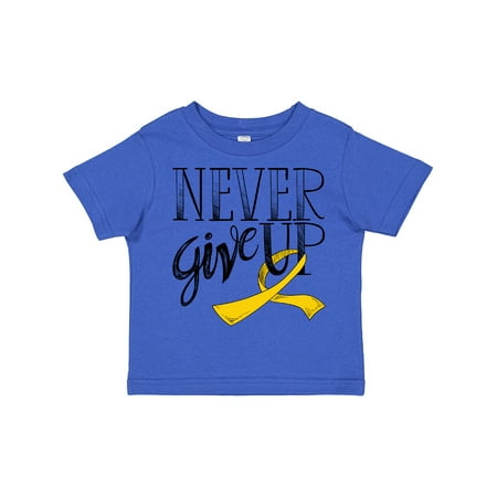 

Inktastic Never Give Up- Childhood Cancer Survivor with Gold Ribbon Gift Toddler Boy or Toddler Girl T-Shirt