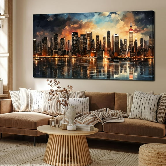 WFSposterNew York Skyline Wall Art for Office,Modern Living Room Wall Paintings City Wall Decor for Bedroom