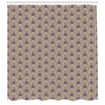 thumbnail image 3 of Victorian Shower Curtain, Vintage Damask Style Abstract Motifs with Curlicues Old Style, Fabric Bathroom Set with Hooks, 69W X 84L Inches Extra Long, Antique Fuchsia Pale Green, by Ambesonne, 3 of 3