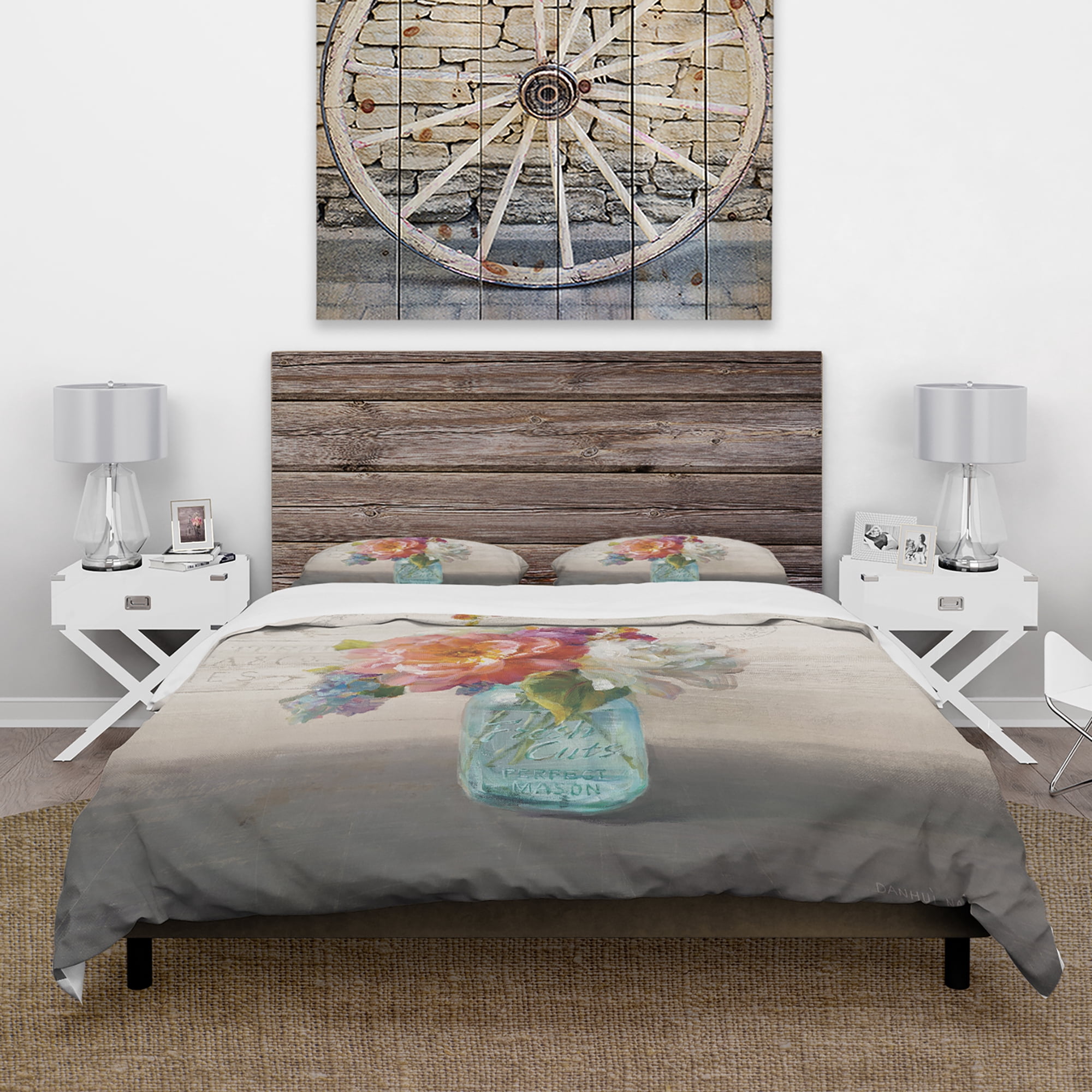Designart 'French Cottage Bouquet I Mothers' Cottage Duvet Cover Set