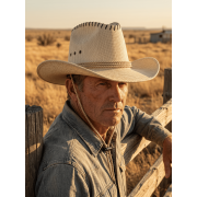 QSAWXQZ Men's Vintage Straw Cowboy Hat Wide Brim Sun Protection with Chin Strap Breathable Beach Ranch Cap M