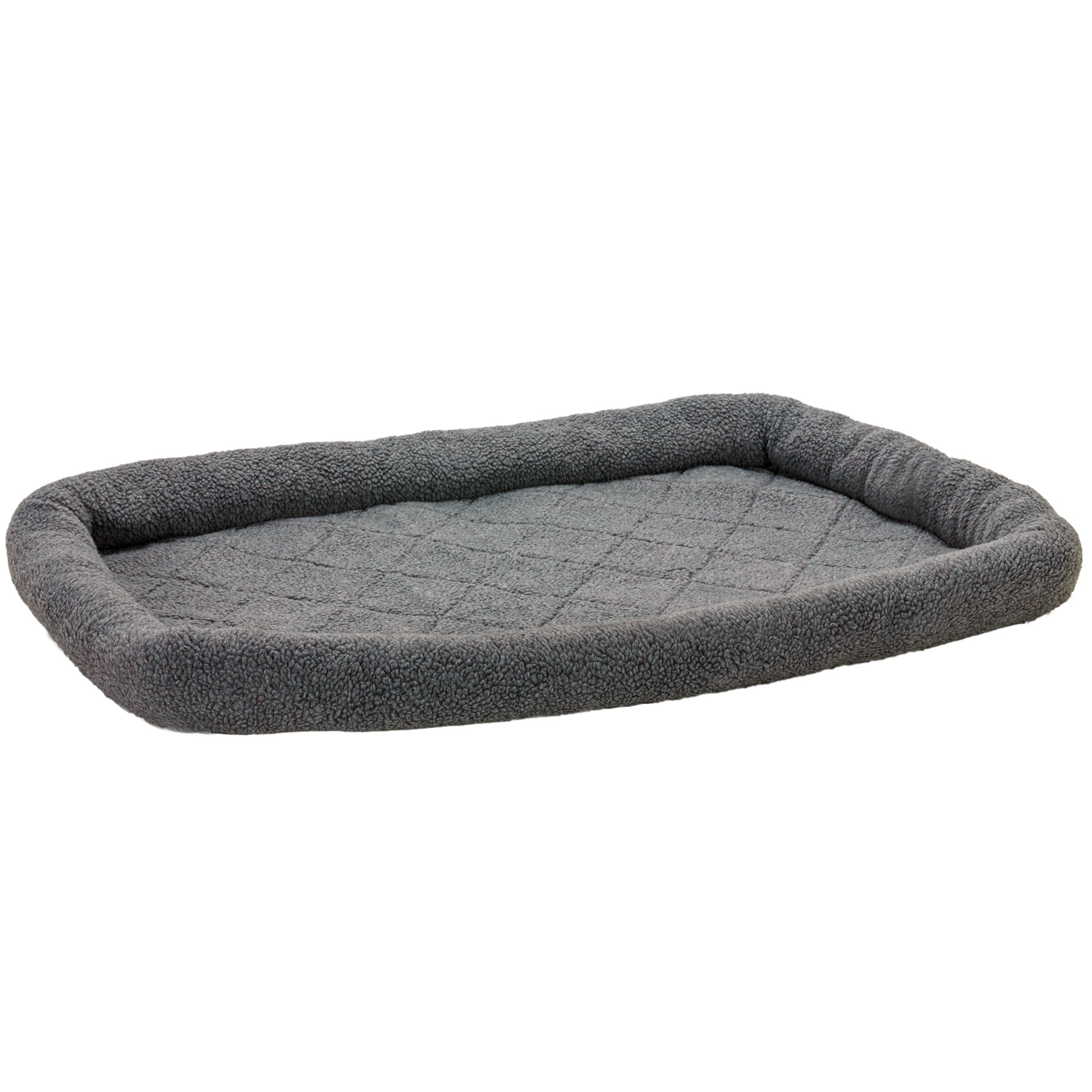 FurHaven Pet Products Faux Lambswool Bolster Crate Pet Bed - Gray, Extra Large