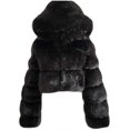 thumbnail image 1 of Faux Fur Coat Women With Hood Cropped Bubble Coats Fleece Short Warm Jackets Plus Size Winter Coats For Women, 1 of 4