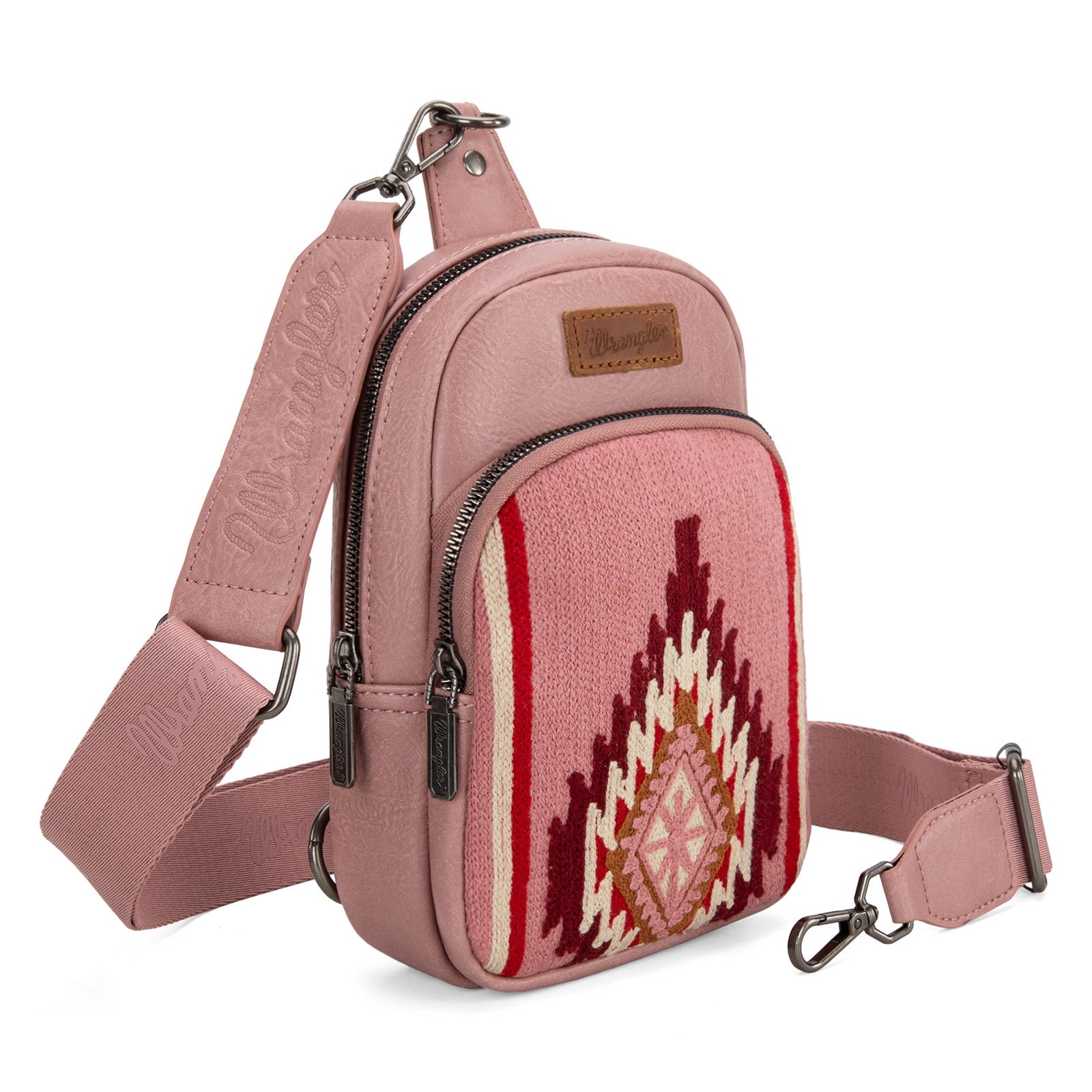 Wrangler Aztec Sling Bag for Women Western Knitted Crossbody Purse and Chest Bag With Adjustable Strap