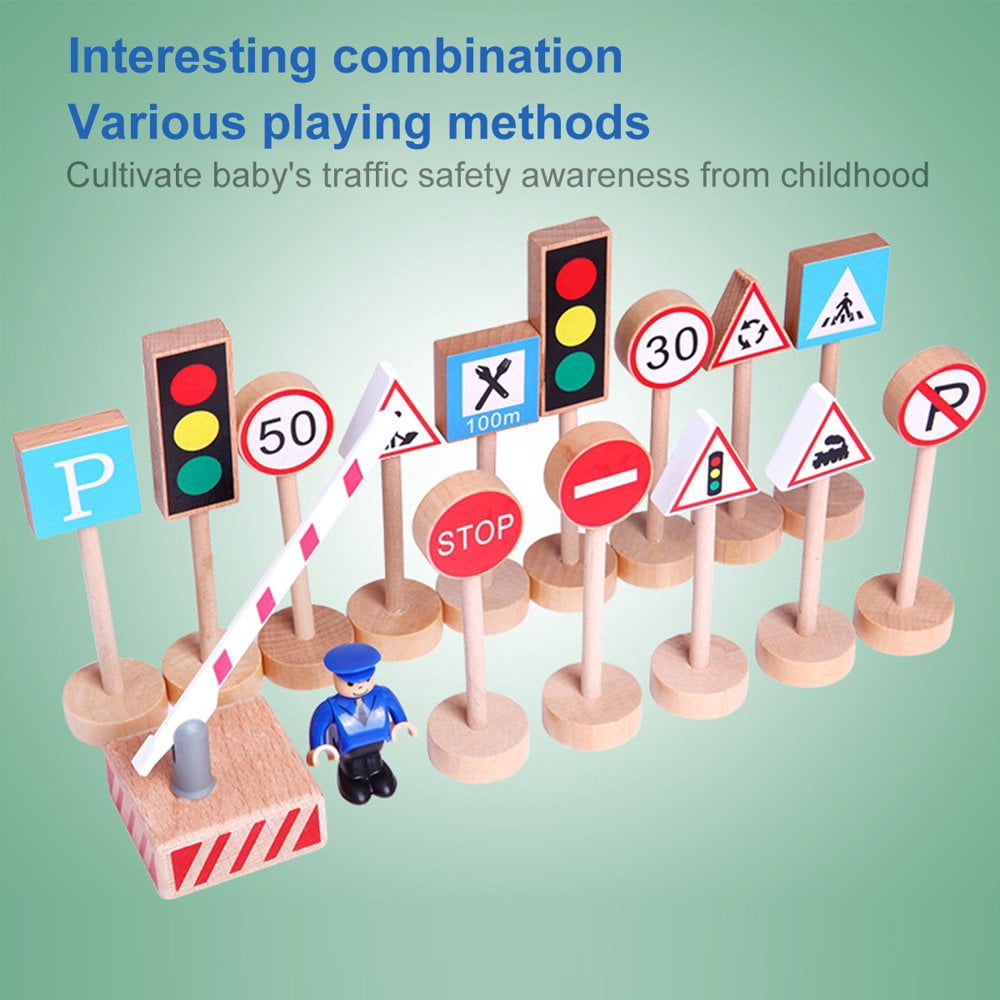Jouet éducatif Circulation En Bois - 35 Pièces Panneaux De Signalisation - Pour Enfants, Apprentissage Du Code