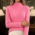 thumbnail image 2 of EDFBUYKRS Female Skirts Sequin Skirt Midi Length Women's Knit Sweater Pullover Turtleneck Top Casual Wear Soft Comfortable Stretchable Long Sleeve Blouse for Spring Fall Winter, 2 of 4