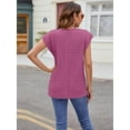 thumbnail image 4 of Mengpipi Womens Tops Textured Cap Sleeve Lightweight Casual Knit Shirts S-XXL, 4 of 5