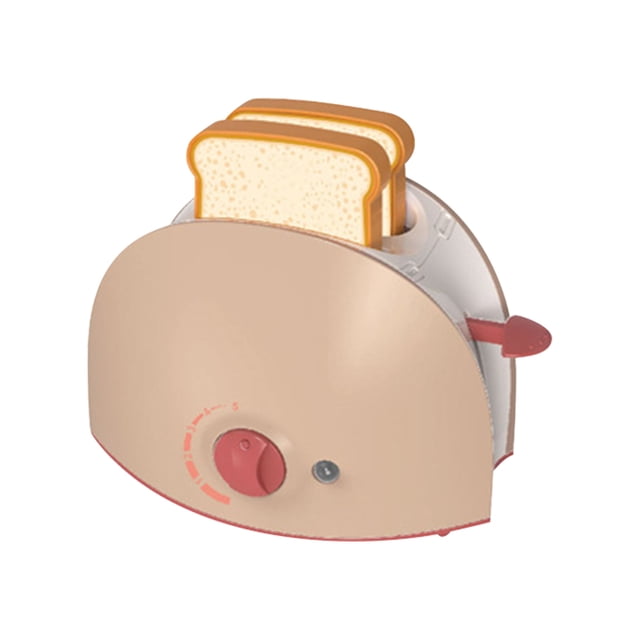 Childrens Play Toaster Toy Pretend Kitchen Appliance With Lights Sounds Pink Abs Plastic 5.9X3.34X5.9 Inch Realistic Breakfast Role Play