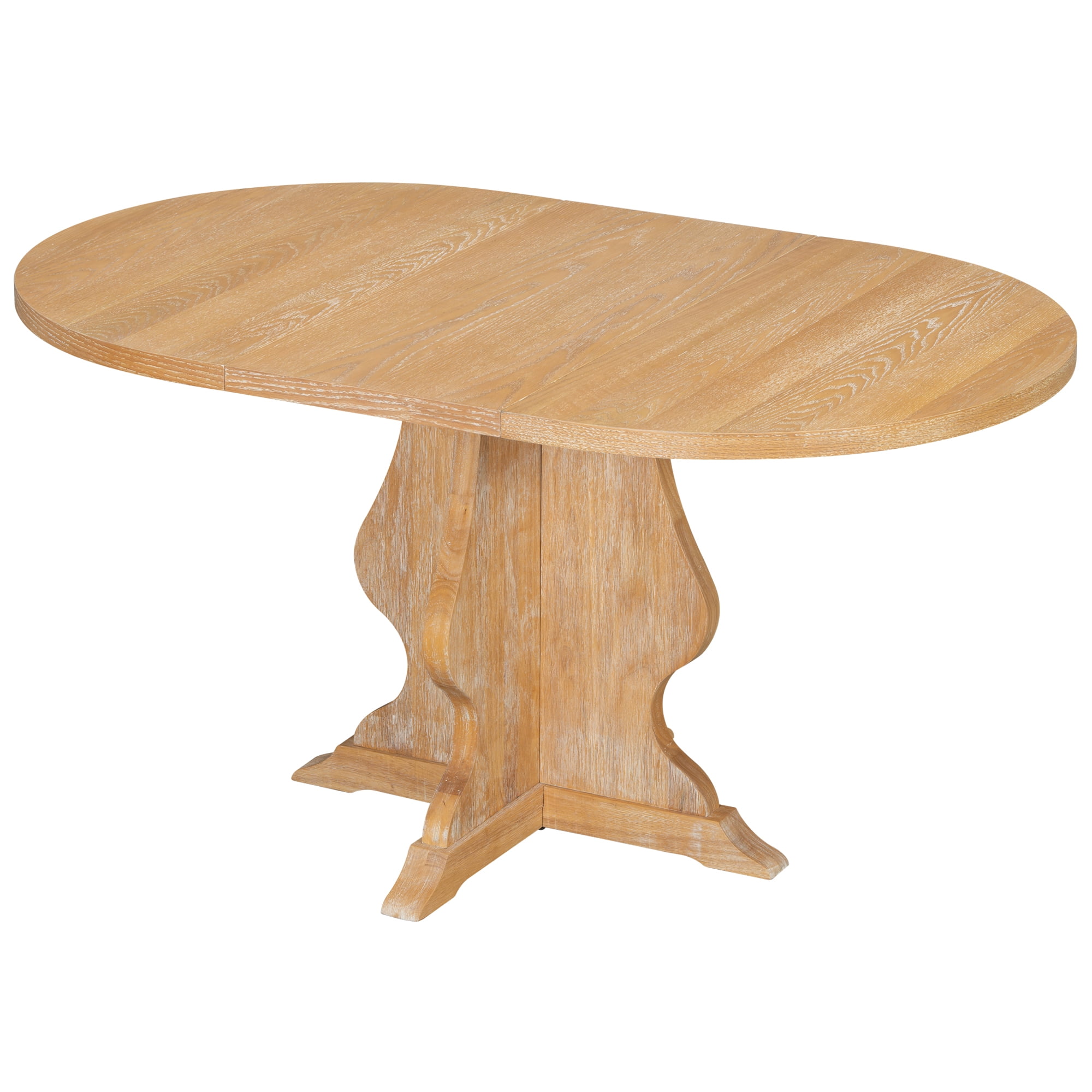 Euroco 5-Piece Round Dining Table Set for 4, 58" Extendable Kitchen Table with 4 Upholstered Chairs,Solid Wood Dining Set for Small Space,Natural