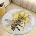 thumbnail image 4 of Happy Cute Bees Soft Bedroom Round Area Rug, Washable Cute Nursery Circle Throw Mat, Non-Slip Contemporary Small Low Pile Floor Carpet for Dorm Bedside, 4 of 6