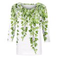 thumbnail image 4 of Htigea Trendy Printed Tshirts for Women Crewneck 3/4 Sleeve Tops Basic Pullover Tee Cozy Daily Vacation T Shirts Green,M, 4 of 4