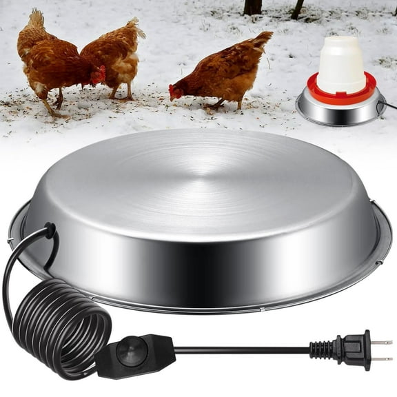 Winter Poultry Water Heater with Stainless Steel Base for Chickens Ducks and Pets 50-57°F Temperature Range Freeze Protection Safe Drinking Easy Installation US Compatible Gift