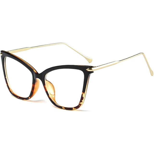 Montura de gafas de ojo de gato de gran tamaño con lentes transparentes