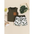 thumbnail image 3 of Musuos Baby Boys Summer Shorts Sets 3 6 12 18 24Months Sleeveless Tank Tops and Tropical Tree Print Shorts Sets Casual Outfits, 3 of 10