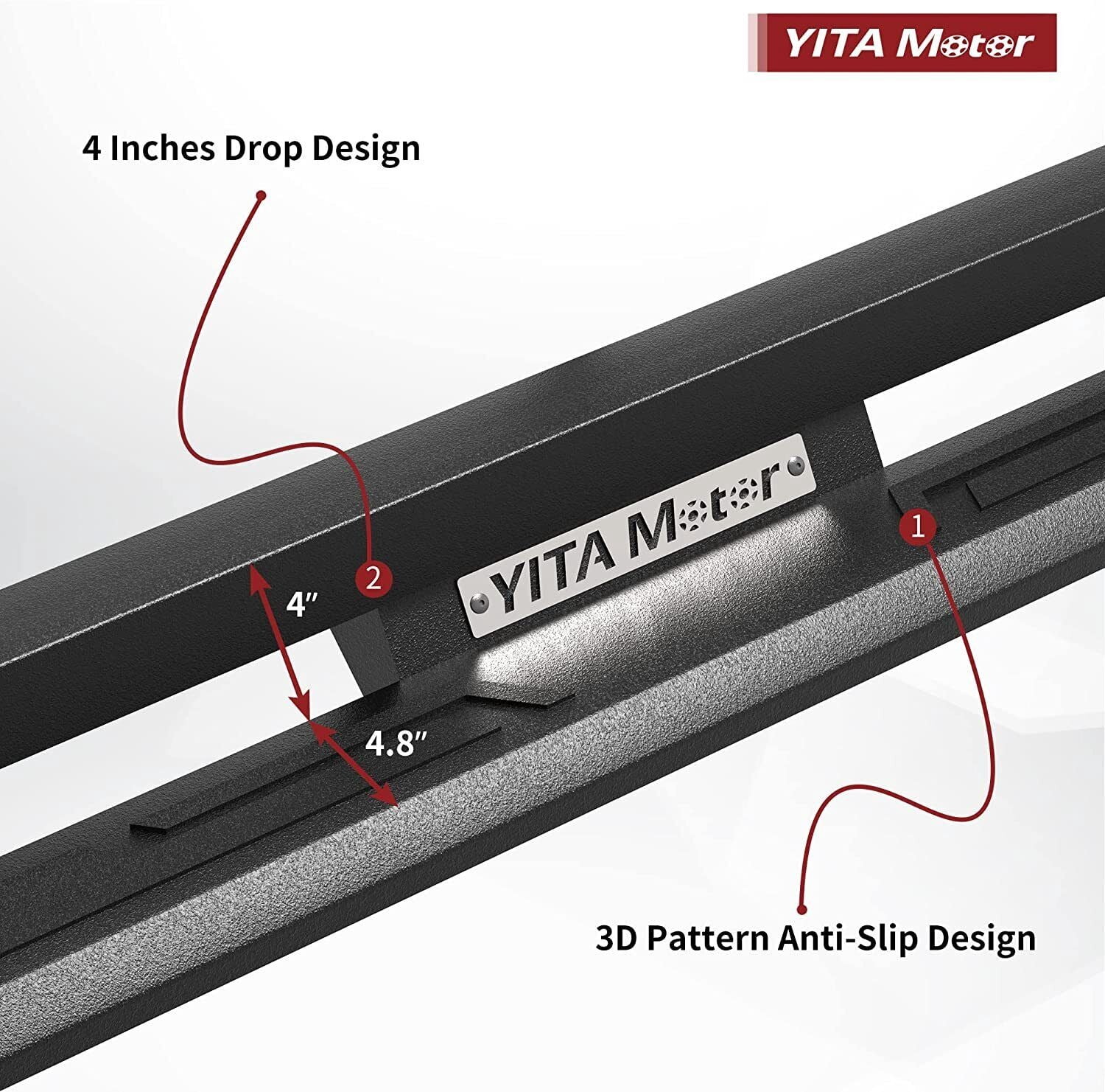 RVNI 4 inch Drop Running Boards for 2019-2024 1500 Classic/ 2009-2018 Dodge Ram 1500 Crew Cab /2010-2024 Ram 2500 3500 Crew Cab Drop Side Step Nerf Bars