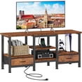 thumbnail image 3 of KPUY 47" TV Stand for TVs up to 65", Media Console with Power Sockets, Entertainment Center Console Table for Living Room, Bedroom, Rustic Brown, 3 of 10
