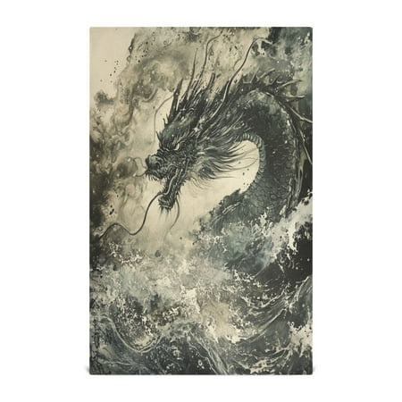 

WOBOGO Cyan Dragon Kitchen Towel 6 Piece Large Cotton Dishcloth Premium Absorbency Set with Hanging Loop