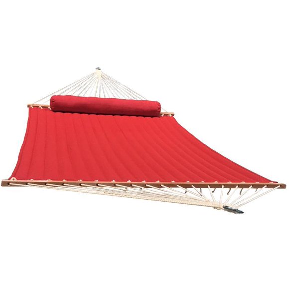 Hamac Matelassé Double Rouge Olefin avec Oreiller Assorti