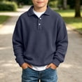 thumbnail image 2 of PureCasa Children's Sweatshirts 3-14 Years Waffle Knit Long Sleeve Sweatshirts Sports Button Collared Casual Pullover Outdoor Winter Tops, 2 of 10