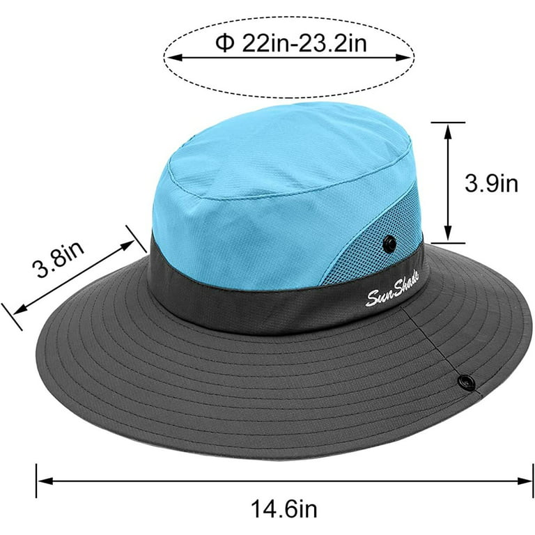 2 Pack Womens Ponytail Sun Hat UV Protection Foldable Wide Brim Cap Fishing  Hiking Bucket Hats