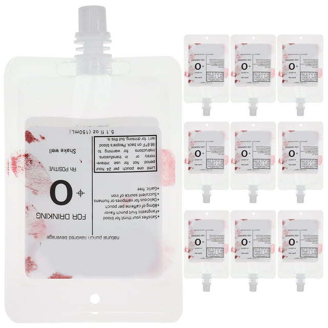 10 bolsas de sangre para guardar bebidas, ideales para fiestas de Halloween (tipo aleatorio, 150 ml sin gancho ni embudo)