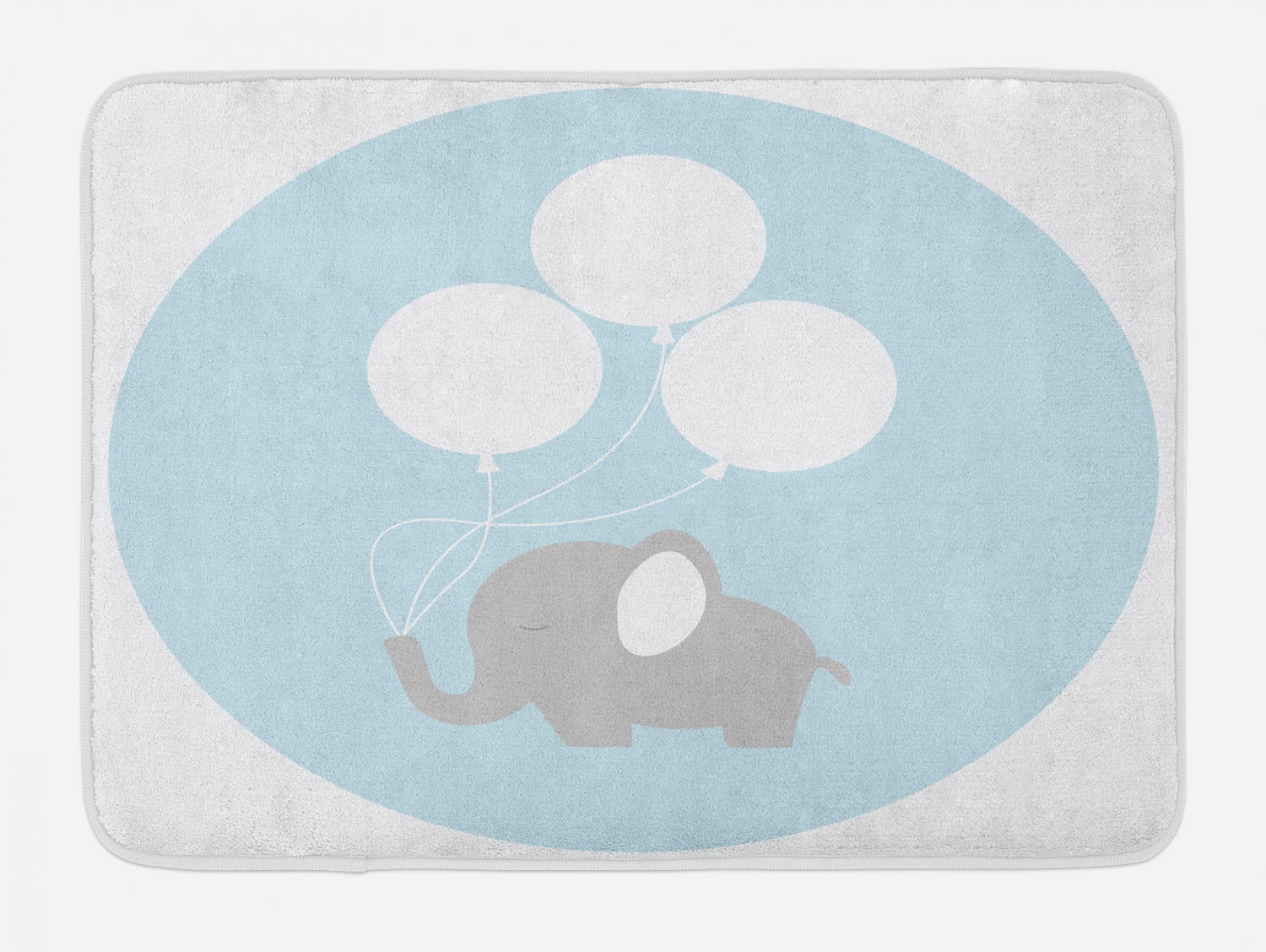 Elephant Nursery Bath Mat, Little Baby Elephant with Big Balloons ...