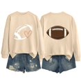 thumbnail image 4 of GILIGEGE Warm Fall Winter Football Themed Womens Sweatshirt,Front Heart Football Pattern & Back Retro Ball Print Crew Neck Pullover,Soft Breathable Oversized Long Sleeve Game Day Clothing Beige S, 4 of 7