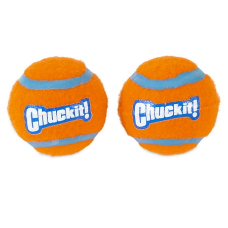 Chuckit! Tennis Balls Fetch Rubber Interactive Dog Toys, Small 2" for Dogs Up To 20 lb, Pack of 2, Orange & Blue