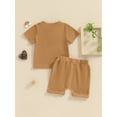 thumbnail image 4 of Suealasg 3Pcs Toddler Baby Boys Clothes Short Sleeve Button Striped Tops and Drawstring Shorts Sets 6M 1T 2T 3T 4T Kids Boys Summer Outfits Set, 4 of 8