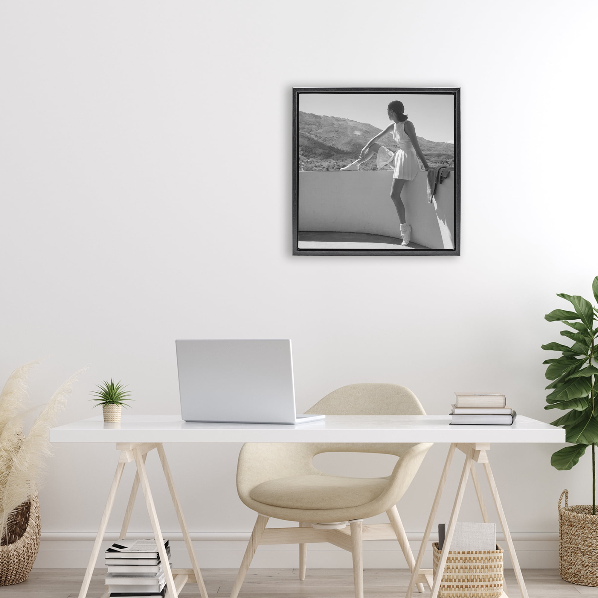 Stupell Industries Woman In Tennis Outfit Black Framed Floater Canvas Wall Art, design by Toni Frissell