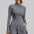 thumbnail image 6 of FNFYFH Long Sleeve Workout Tops for Women Quarter Zip Golf Shirt Slim Fitted Athletic Gym Yoga Running Shirt, 6 of 9