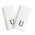 thumbnail image 6 of Authentic Hotel and Spa  2-piece White Turkish Cotton Hand Towels with Brown Block Monogrammed Initial White/Brown G, 6 of 7